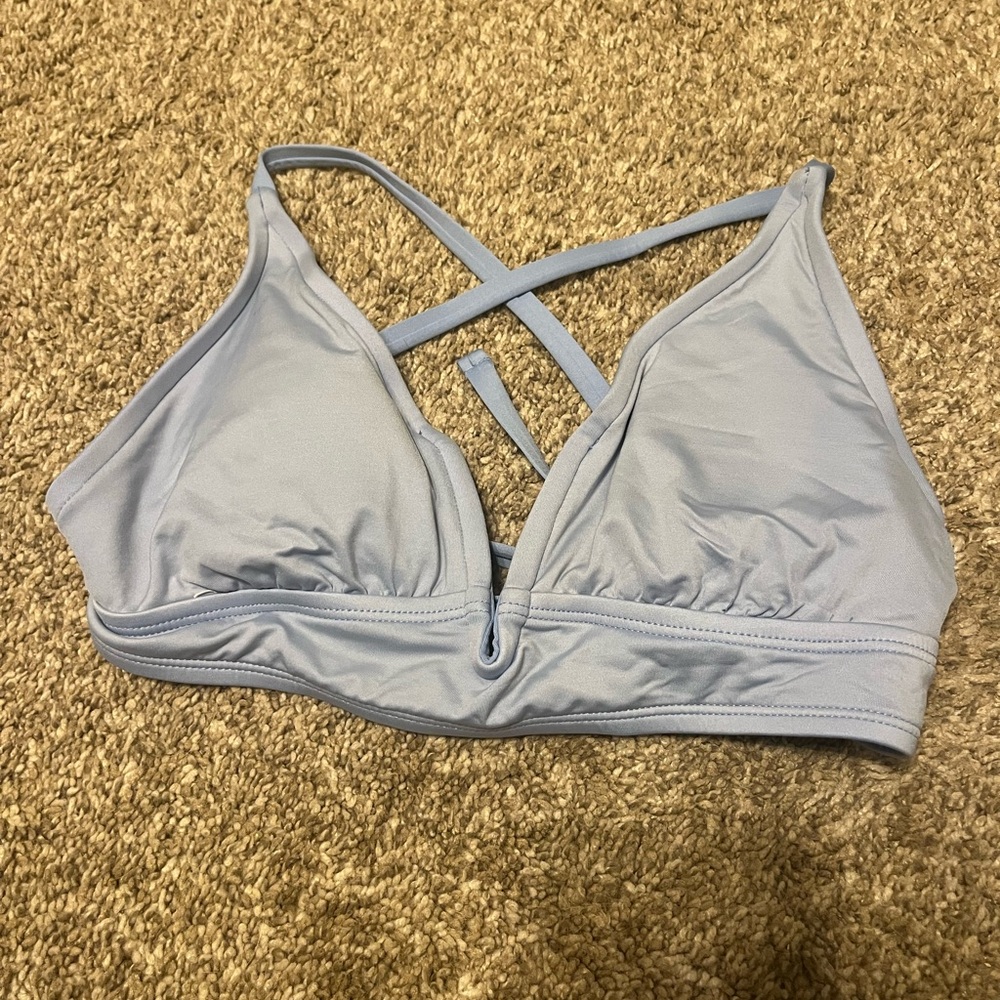 Kona Sol Soft Blue Crisscross Bikini Top